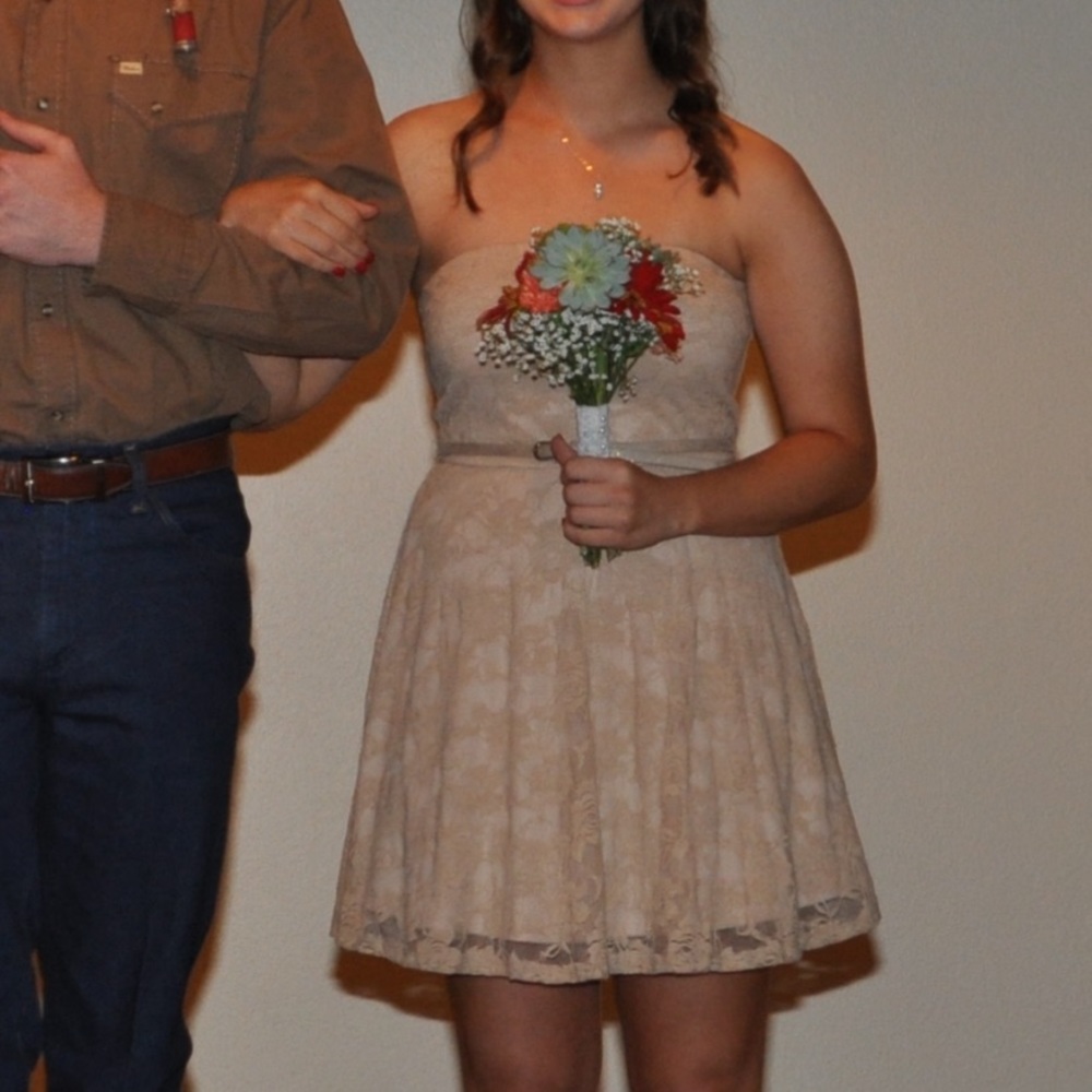 Tan floral dress